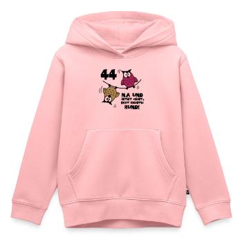 44. Geburtstag - Eulen "na und" - Kinder Premium Organic Hoodie - Rosa - Vorne - AI Model Kid Female (0cm)