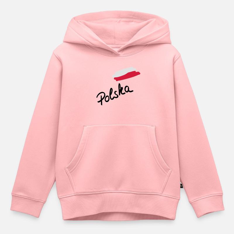 polska__f3 - Sweat Premium à capuche enfant bio - rose