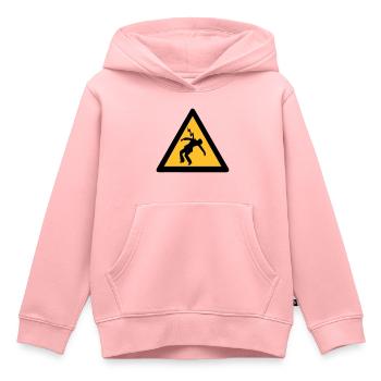 électricien coup de foudre panneaux danger - Sweat Premium à capuche enfant bio - rose - Devant - AI Model Kid Female (0cm)