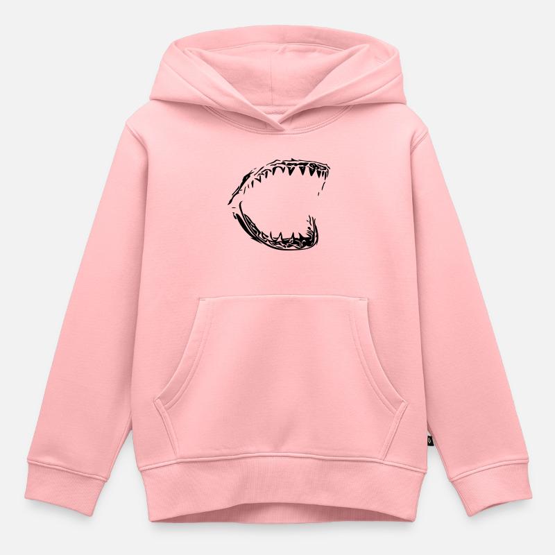 Mors de requin vecteur géant - Sweat Premium à capuche enfant bio - rose
