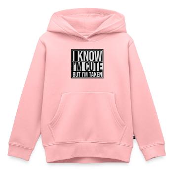 cute but taken quote - Kids Premium Organic Hoodie - rose - Front - AI Model Kid Female (0cm)