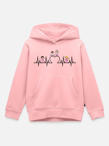 Battito cardiaco bambini educatrice educatore - Felpa Premium con cappuccio bambino bio - rosa