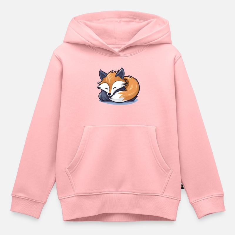 Renard endormi - Sweat Premium à capuche enfant bio - rose