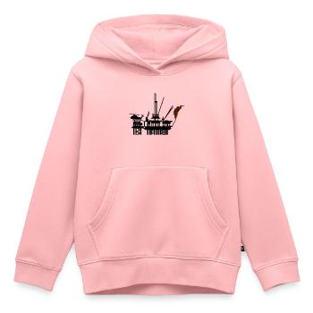 plate-forme pétrolière / offshore oil rig (2c) - Sweat Premium à capuche enfant bio - rose - Devant - AI Model Kid Female (0cm)