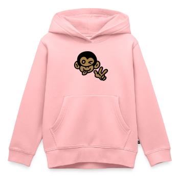 Singe frais - Sweat Premium à capuche enfant bio - rose - Devant - AI Model Kid Female (0cm)