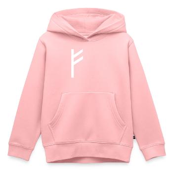 Rune Fehu - bonheur et prospérité, runes, Odin - Sweat Premium à capuche enfant bio - rose - Devant - AI Model Kid Female (0cm)