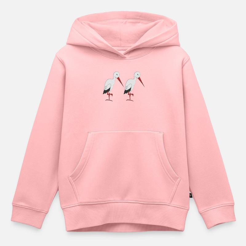 cigogne 2 fois - Sweat Premium à capuche enfant bio - rose