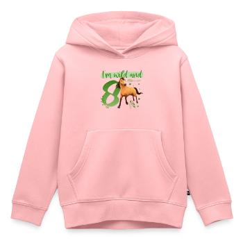 Spirit I'm wild and 8 Anniversaire Tenue Cadeau - Sweat Premium à capuche enfant bio - rose - Devant - AI Model Kid Female (0cm)