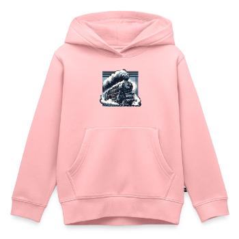 La puissance de la vapeur - Graphique d’une locomotive à vapeur - Sweat Premium à capuche enfant bio - rose - Devant - AI Model Kid Female (0cm)