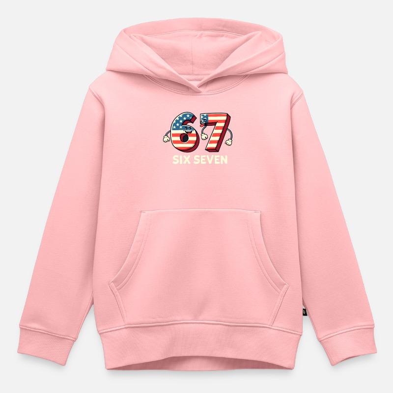 US Flag 67 Memes Six Seven - Sweat Premium à capuche enfant bio - rose