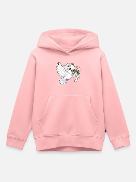 Hochzeitstaube Kawaii Style – Liebe & Hochzeit - Kinder Premium Organic Hoodie - Rosa