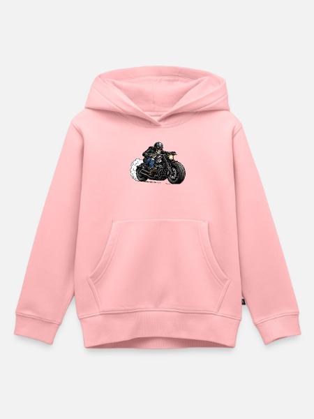 Skull Biker auf Chrome-Motorrad - Kinder Premium Organic Hoodie - Rosa