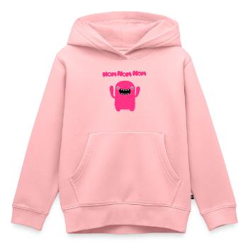 Om nom nom nom - Sweat Premium à capuche enfant bio - rose - Devant - AI Model Kid Female (0cm)