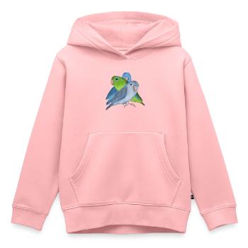 Trois perroquets perroquets - Sweat Premium à capuche enfant bio - rose - Devant - AI Model Kid Female (0cm)