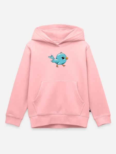 Niedliches glückliches blaues Vögelchen - Kinder Premium Organic Hoodie - Rosa