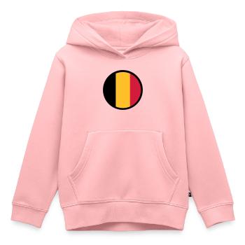 Marqué par la Belgique - Sweat Premium à capuche enfant bio - rose - Devant - AI Model Kid Female (0cm)