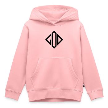 Dieu dieu losange carré - Sweat Premium à capuche enfant bio - rose - Devant - AI Model Kid Female (0cm)