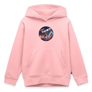 Télescope / Télescope / Astronomie / Ciel étoilé - Sweat Premium à capuche enfant bio - rose - Devant - AI Model Kid Female (0cm)