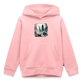 Apocalypse / Apocalypse / Destruction / Anarchie - Sweat Premium à capuche enfant bio - rose - Devant - AI Model Kid Female (0cm)