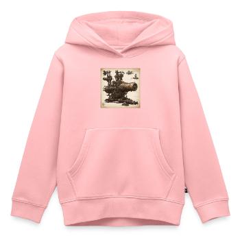 Plan / Sépia / Vintage / Rétro / Machine - Sweat Premium à capuche enfant bio - rose - Devant - AI Model Kid Female (0cm)