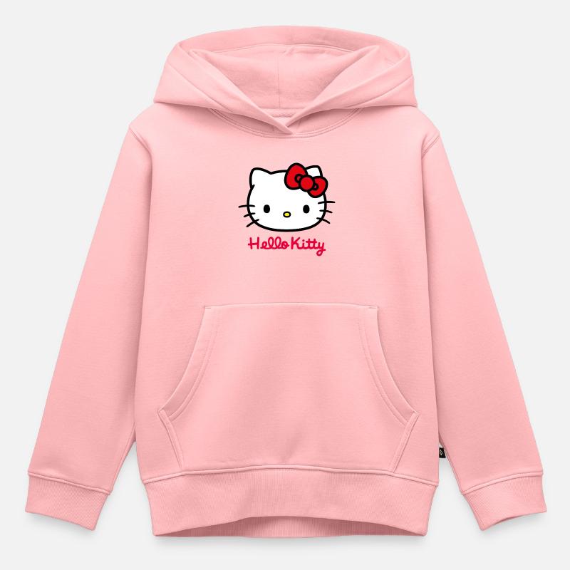 Hello Kitty Classique Avec Lettrage Hello Kitty - Sweat Premium à capuche enfant bio - rose