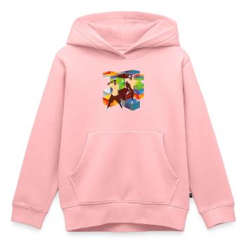 hip hop - Sweat Premium à capuche enfant bio - rose - Devant - AI Model Kid Female (0cm)