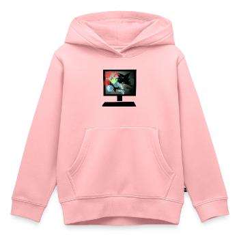 pc coloré - Sweat Premium à capuche enfant bio - rose - Devant - AI Model Kid Female (0cm)
