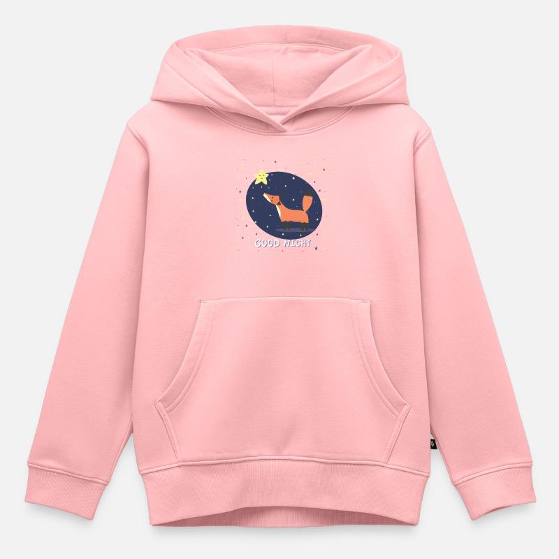 Bonne Nuit / Renard - Sweat Premium à capuche enfant bio - rose