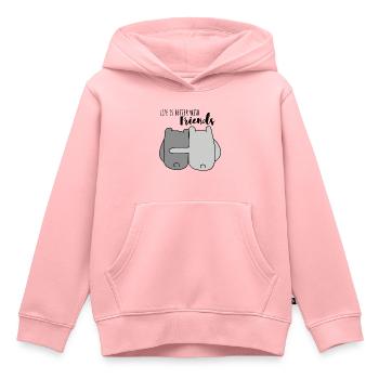 Life is better with friends. - Kids Premium Organic Hoodie - rose - Front - AI Model Kid Female (0cm)
