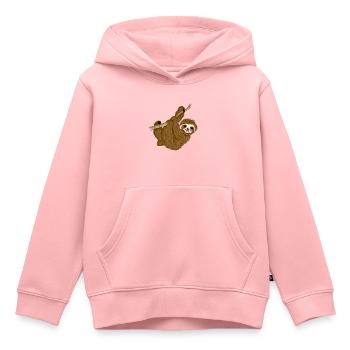 Bébé paresseux - Sweat Premium à capuche enfant bio - rose - Devant - AI Model Kid Female (0cm)