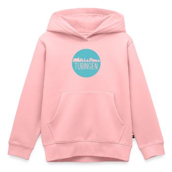 tübingen, skyline, kreis, scherenschnitt, blau - Kinder Premium Organic Hoodie - Rosa - Vorne - AI Model Kid Female (0cm)