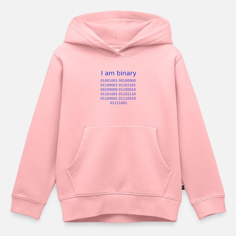 I am binary (Blue) - Sweat Premium à capuche enfant bio - rose