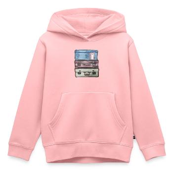 Pile de valises avec 3 vieilles valises - Sweat Premium à capuche enfant bio - rose - Devant - AI Model Kid Female (0cm)