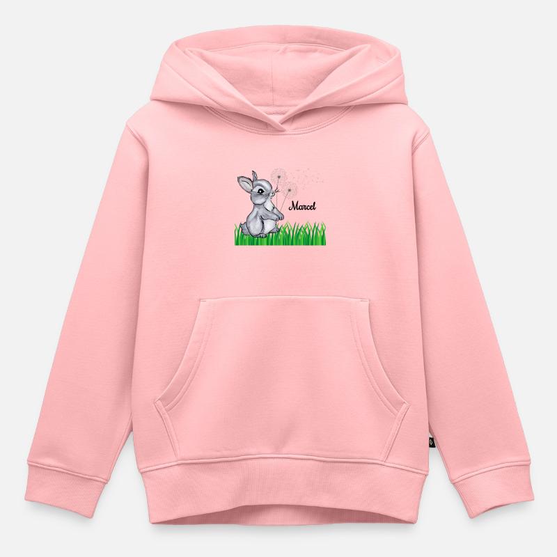 Nom lapin Cadeau Marcel - Sweat Premium à capuche enfant bio - rose
