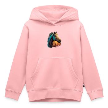 Tête de cheval - Sweat Premium à capuche enfant bio - rose - Devant - AI Model Kid Female (0cm)