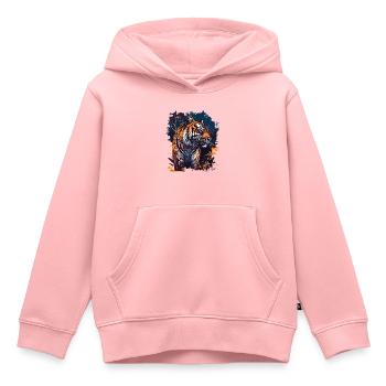 Tiger - Kinder Premium Organic Hoodie - Rosa - Vorne - AI Model Kid Female (0cm)