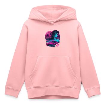 Fille des années 80 - Sweat Premium à capuche enfant bio - rose - Devant - AI Model Kid Female (0cm)