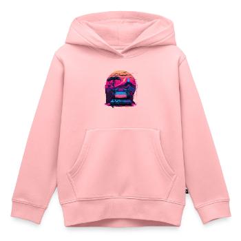 Ordinateur Vaporwave - Sweat Premium à capuche enfant bio - rose - Devant - AI Model Kid Female (0cm)