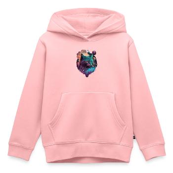 Chat sympa - Sweat Premium à capuche enfant bio - rose - Devant - AI Model Kid Female (0cm)
