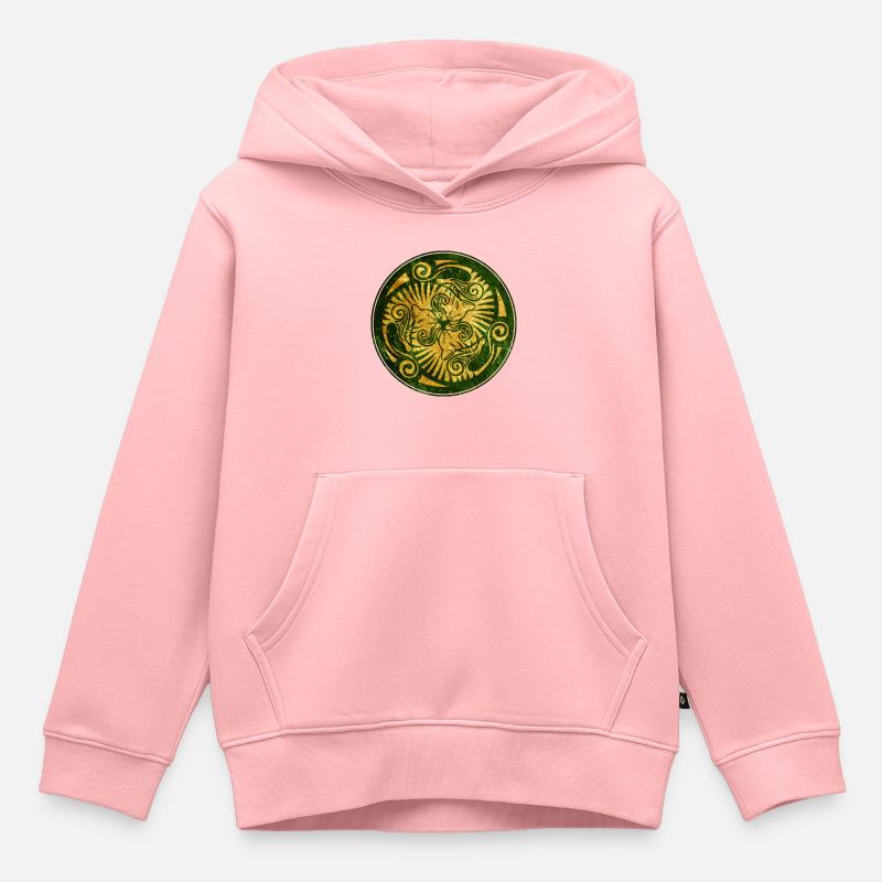 Chatons endormis, vert et or - Sweat Premium à capuche enfant bio - rose