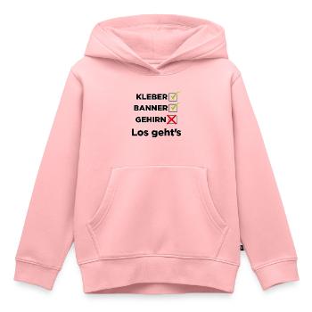 Kleber, Banner, Gehirn - Kinder Premium Organic Hoodie - Rosa - Vorne - AI Model Kid Female (0cm)