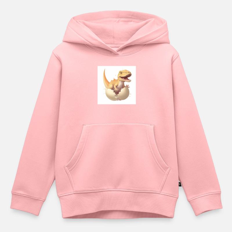 Naissance de Dino - Sweat Premium à capuche enfant bio - rose