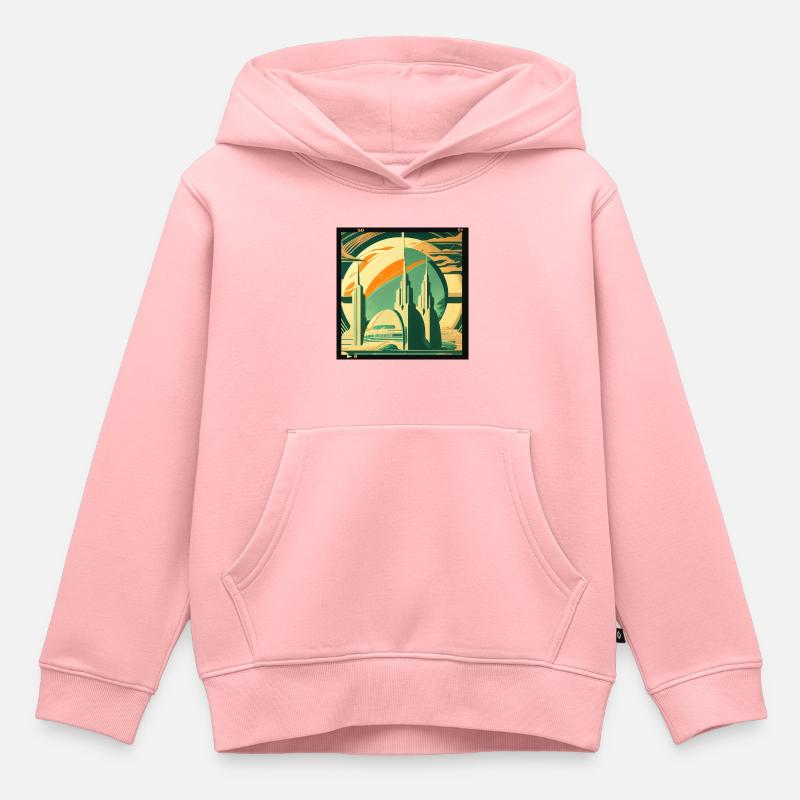 Rétrofuturisme spatial - Sweat Premium à capuche enfant bio - rose