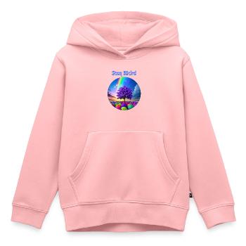 Stay Weird, arbre abstrait de couleurs - Sweat Premium à capuche enfant bio - rose - Devant - AI Model Kid Female (0cm)
