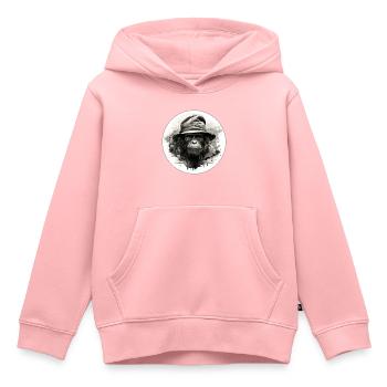 Singe sérieux #2 - Sweat Premium à capuche enfant bio - rose - Devant - AI Model Kid Female (0cm)