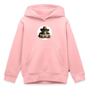 Singe sérieux #4 - Sweat Premium à capuche enfant bio - rose - Devant - AI Model Kid Female (0cm)