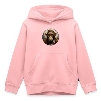 Singe sérieux #11 - Sweat Premium à capuche enfant bio - rose - Devant - AI Model Kid Female (0cm)