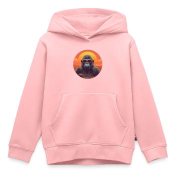 Gorille cool au coucher du soleil: conception de singe détendue - Sweat Premium à capuche enfant bio - rose - Devant - AI Model Kid Female (0cm)