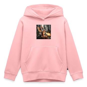 Dragon lapin cracheur de feu #23 - Sweat Premium à capuche enfant bio - rose - Devant - AI Model Kid Female (0cm)