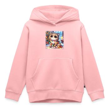 Cute Christmas Cat - Fairy Lights Chaos in the - Kids Premium Organic Hoodie - rose - Front - AI Model Kid Female (0cm)
